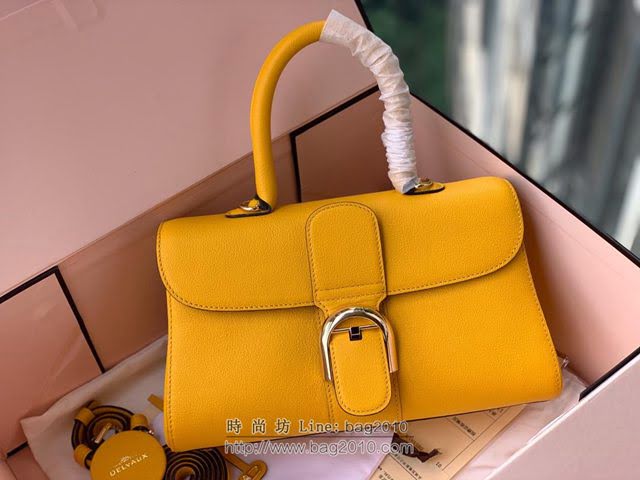 DELVAUX女包 春夏新款 Brillant系列手袋 進口牛皮 德爾沃女手提包 DS0028 太陽黃 Delvaux單肩斜挎包  fcs1347